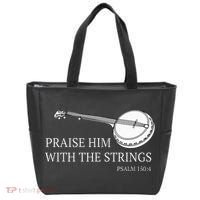 Banjo Praise Him With The Strings Bluegrass Guitar Tote Bag thumb 0
