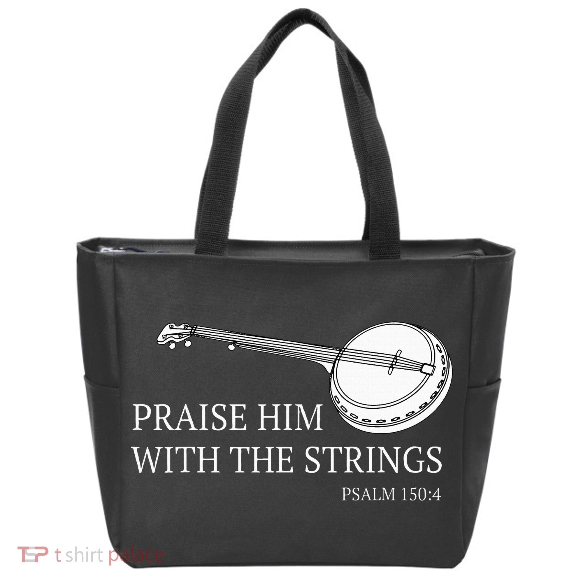Banjo Praise Him With The Strings Bluegrass Guitar Tote Bag