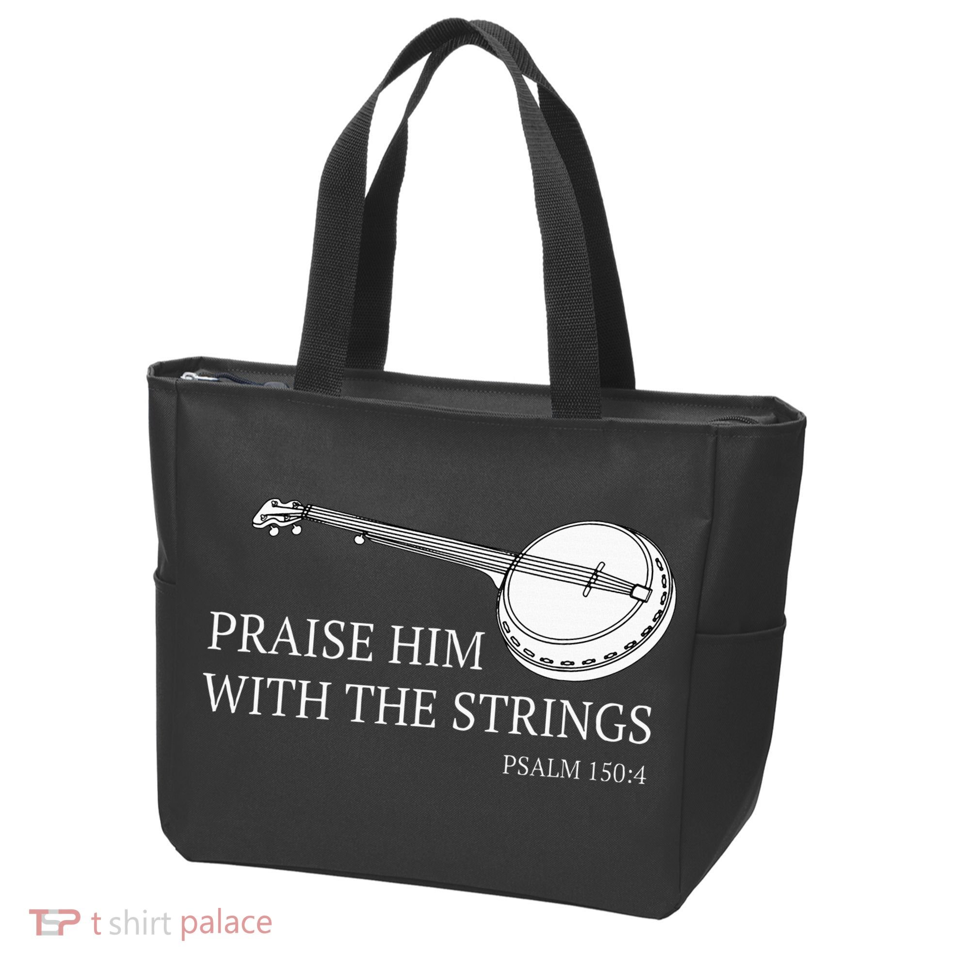 Banjo Praise Him With The Strings Bluegrass Guitar Tote Bag