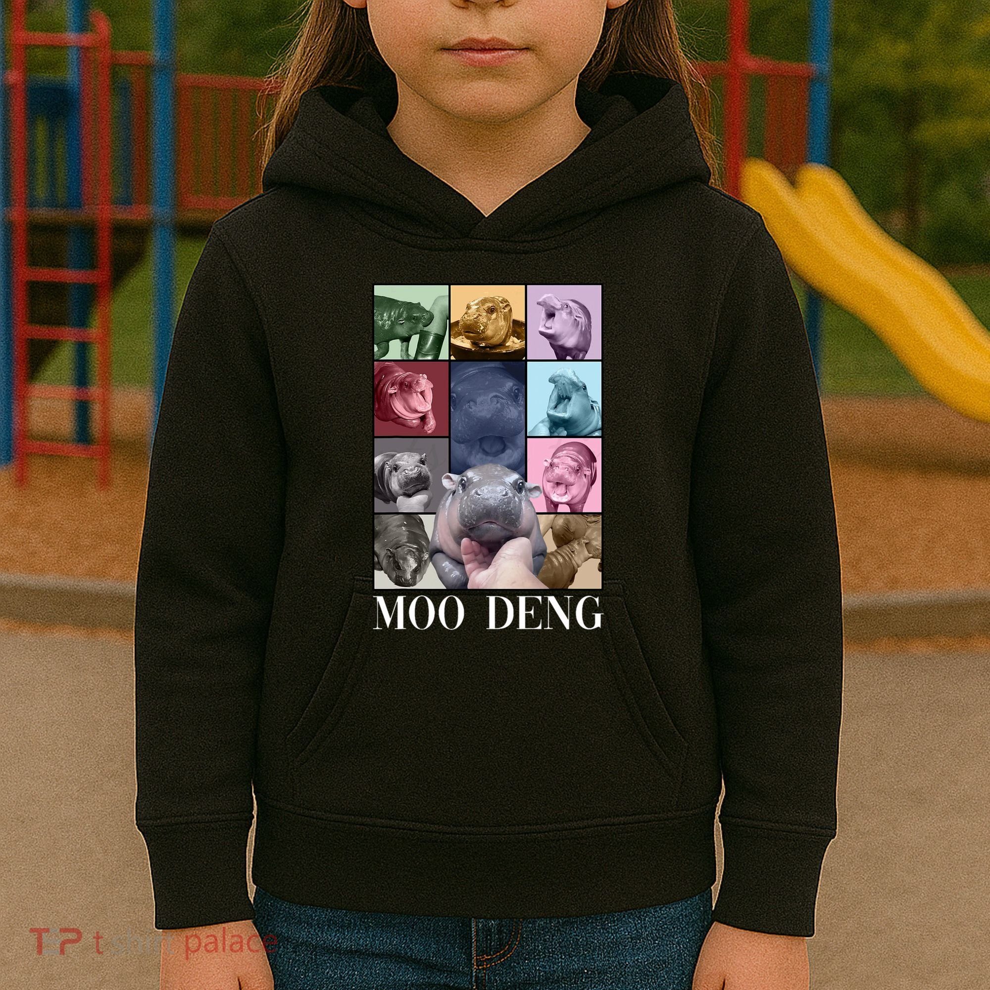 Baby Pygmy Hippo Moo Deng Era Kids Hoodie