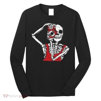 Bone Photographer Halloween Costume Skeleton Lover Long Sleeve Shirt
