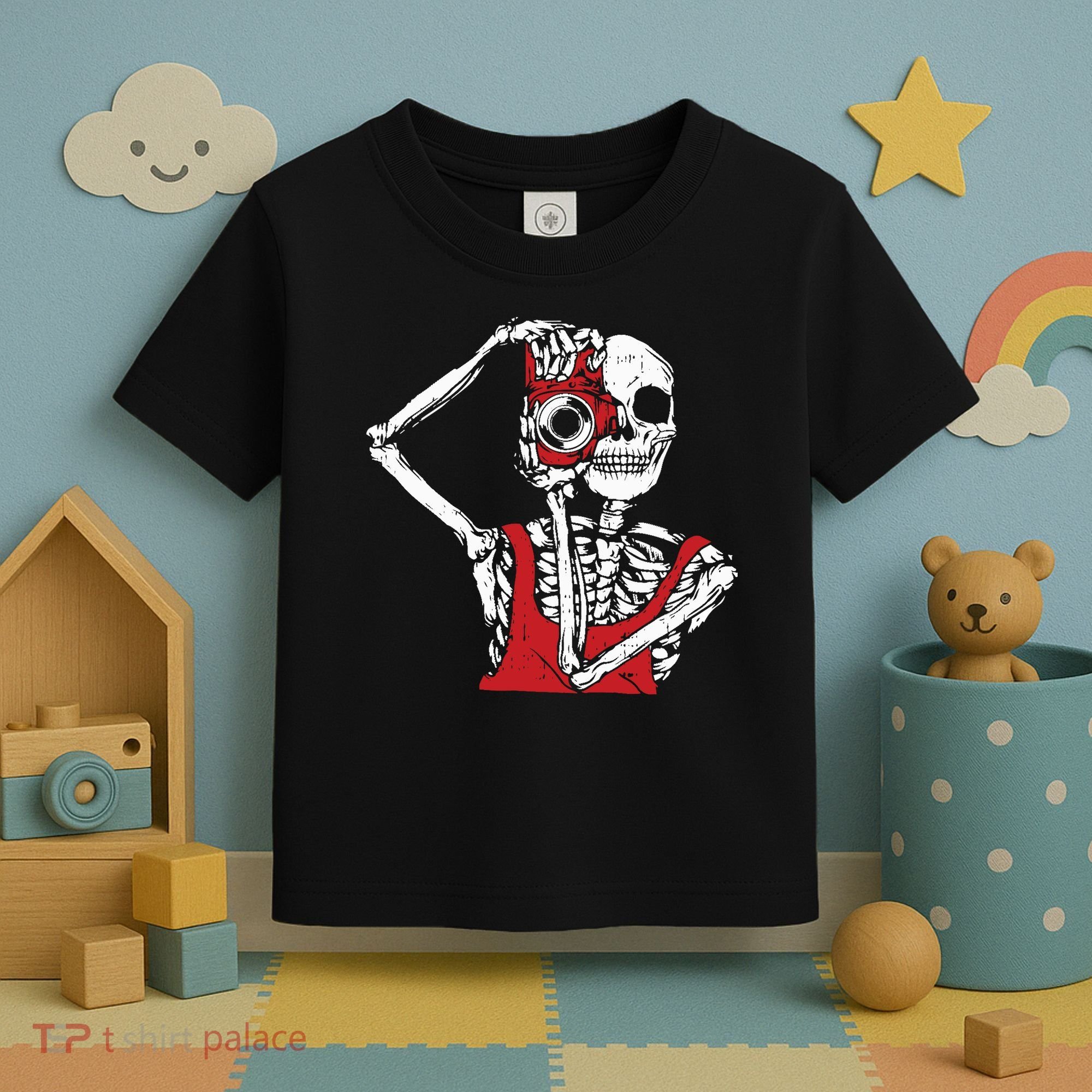 Bone Photographer Halloween Costume Skeleton Lover Toddler T-Shirt