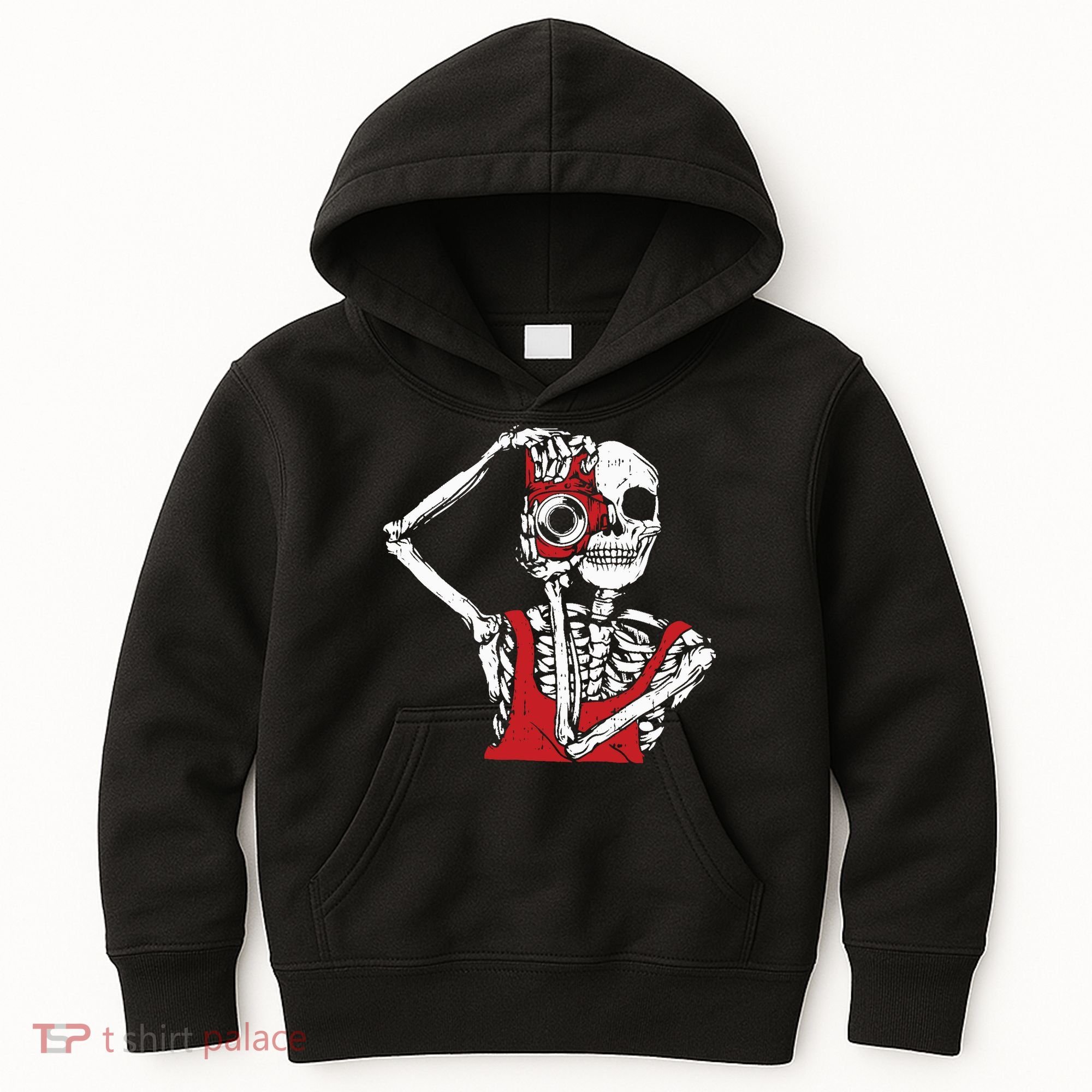 Bone Photographer Halloween Costume Skeleton Lover Kids Hoodie