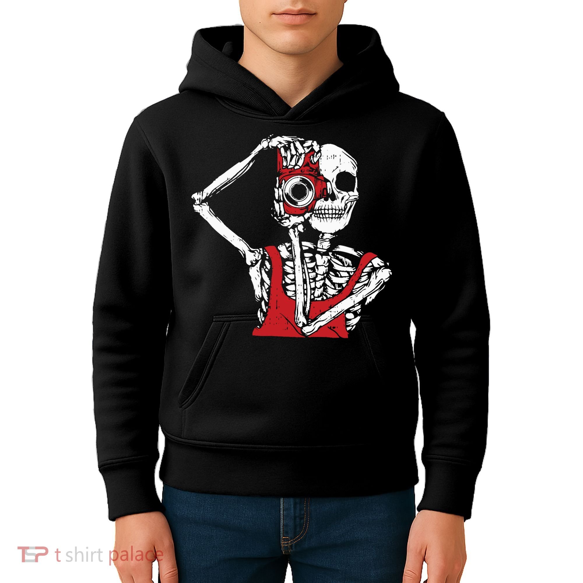 Bone Photographer Halloween Costume Skeleton Lover Kids Hoodie