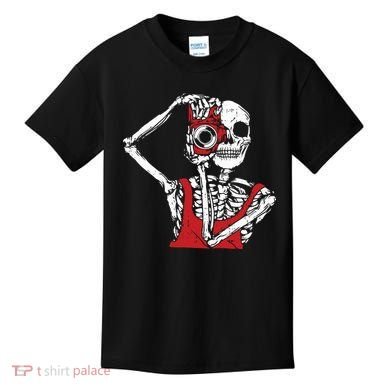 Bone Photographer Halloween Costume Skeleton Lover Kids T-Shirt