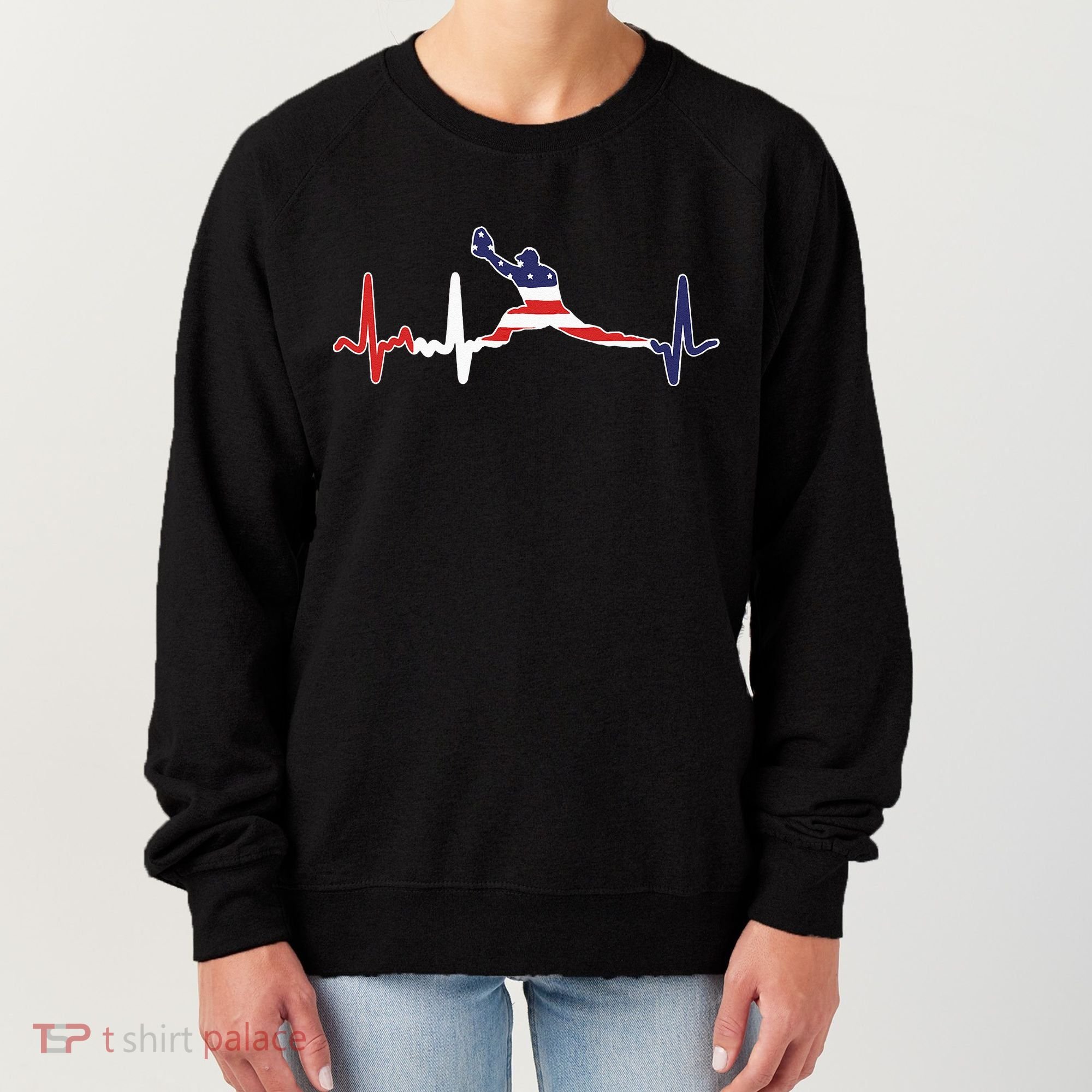 Baseball Player Heartbeat Baseball First Baseman Flag Women's Sweatshirt