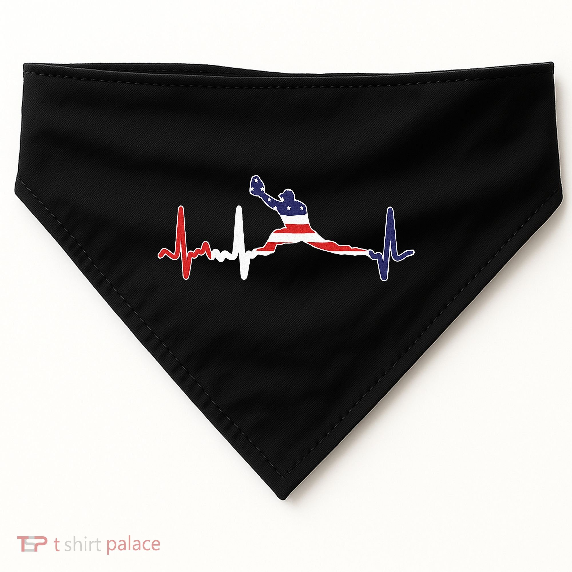 Baseball Player Heartbeat Baseball First Baseman Flag USA-Made Doggie Bandana