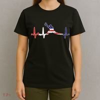 Baseball Player Heartbeat Baseball First Baseman Flag T-Shirt thumb 4