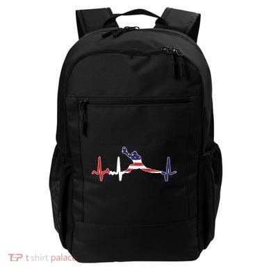 Baseball Player Heartbeat Baseball First Baseman Flag Backpack