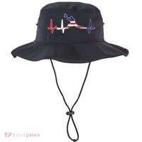 Baseball Player Heartbeat Baseball First Baseman Flag Bucket Hat thumb 0