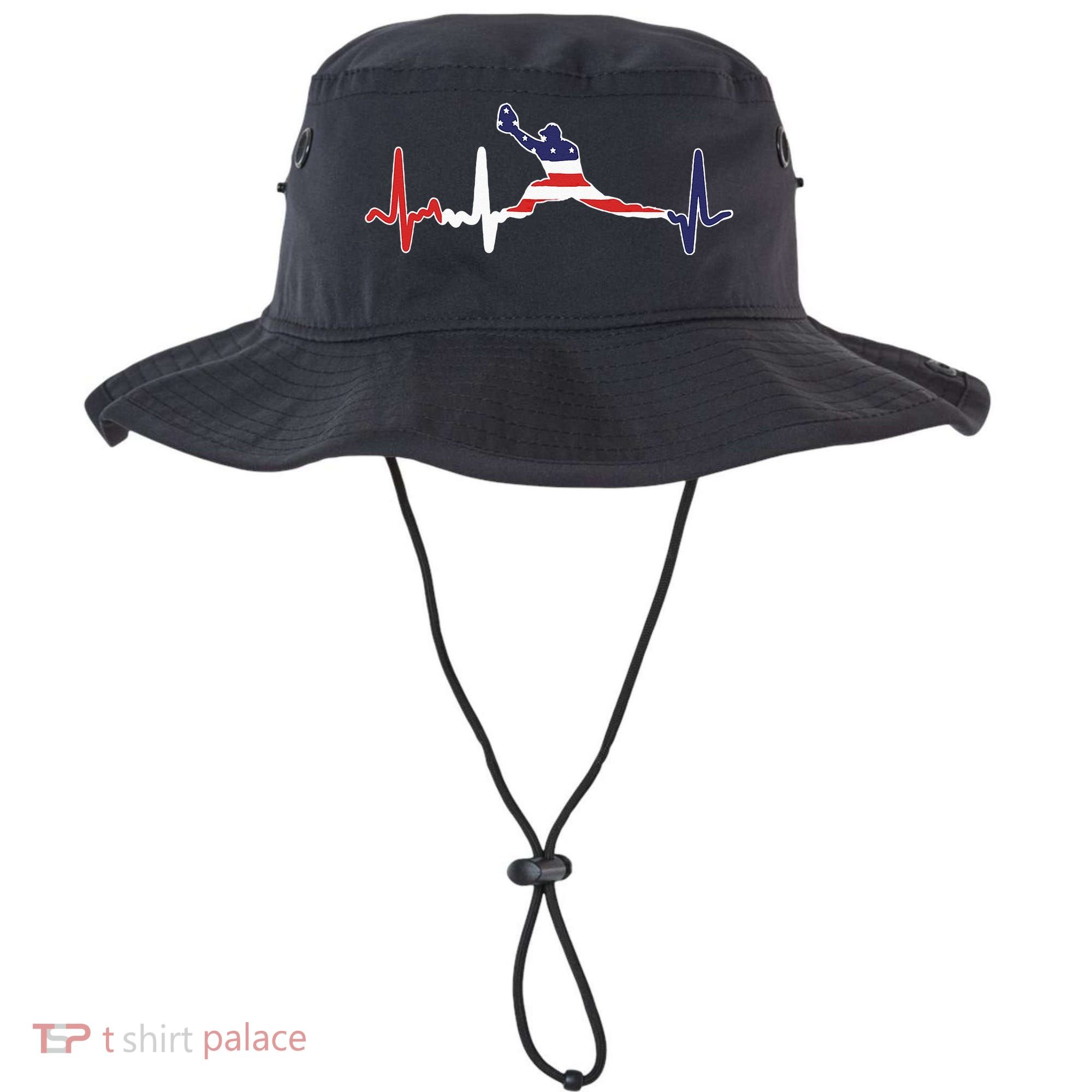 Baseball Player Heartbeat Baseball First Baseman Flag Bucket Hat