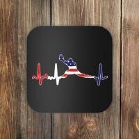Baseball Player Heartbeat Baseball First Baseman Flag Coaster thumb 0