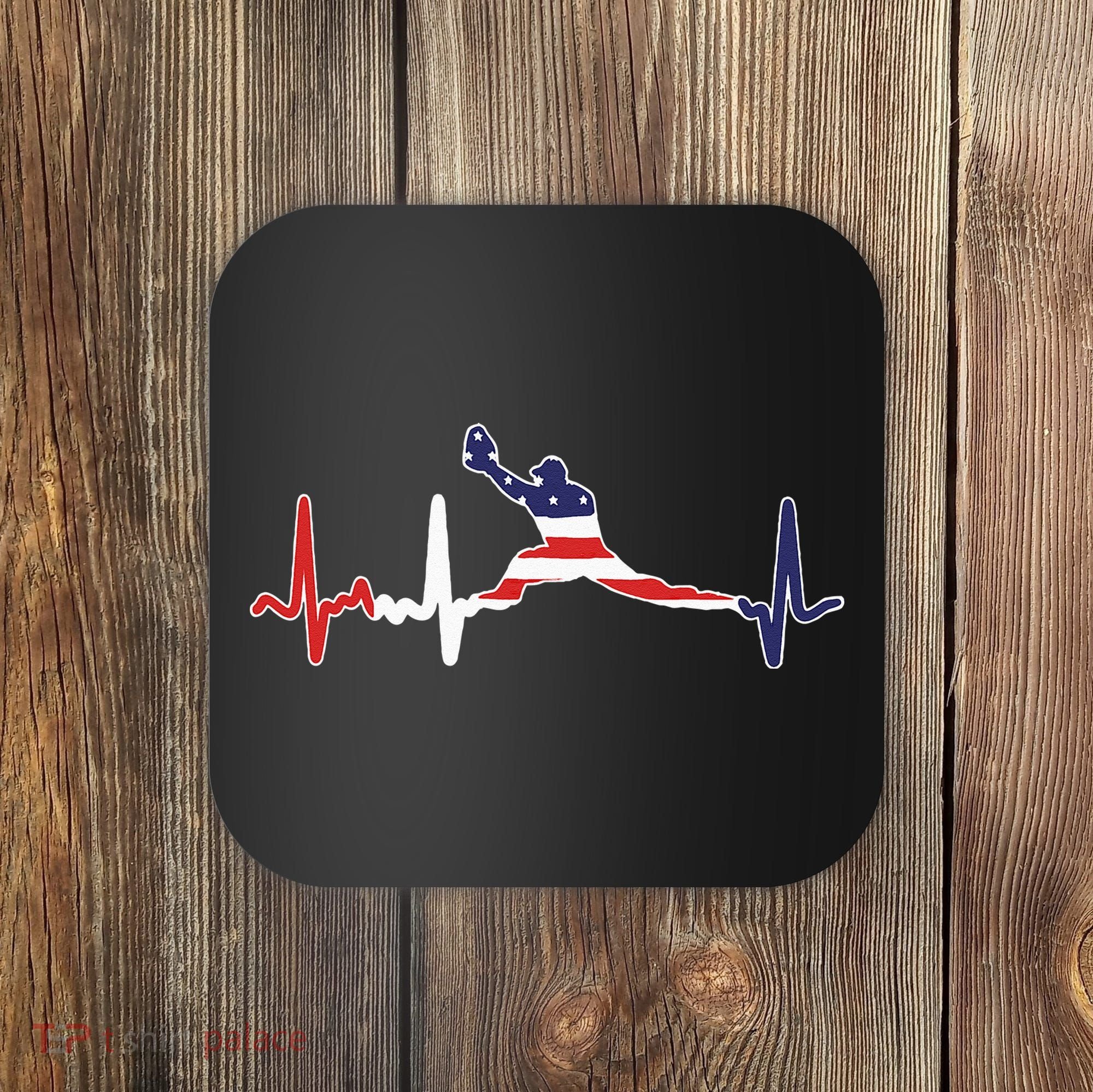 Baseball Player Heartbeat Baseball First Baseman Flag Coaster