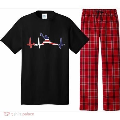 Baseball Player Heartbeat Baseball First Baseman Flag Pajama Set