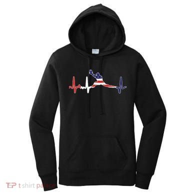 Baseball Player Heartbeat Baseball First Baseman Flag Women's Hoodie