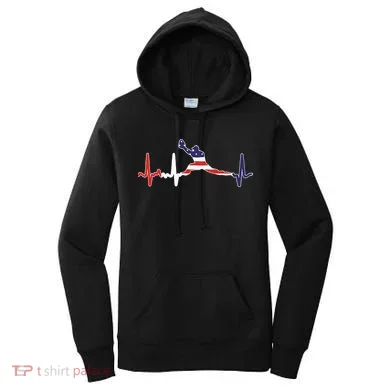Baseball Player Heartbeat Baseball First Baseman Flag Women's Hoodie
