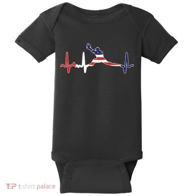 Baseball Player Heartbeat Baseball First Baseman Flag Baby Bodysuit