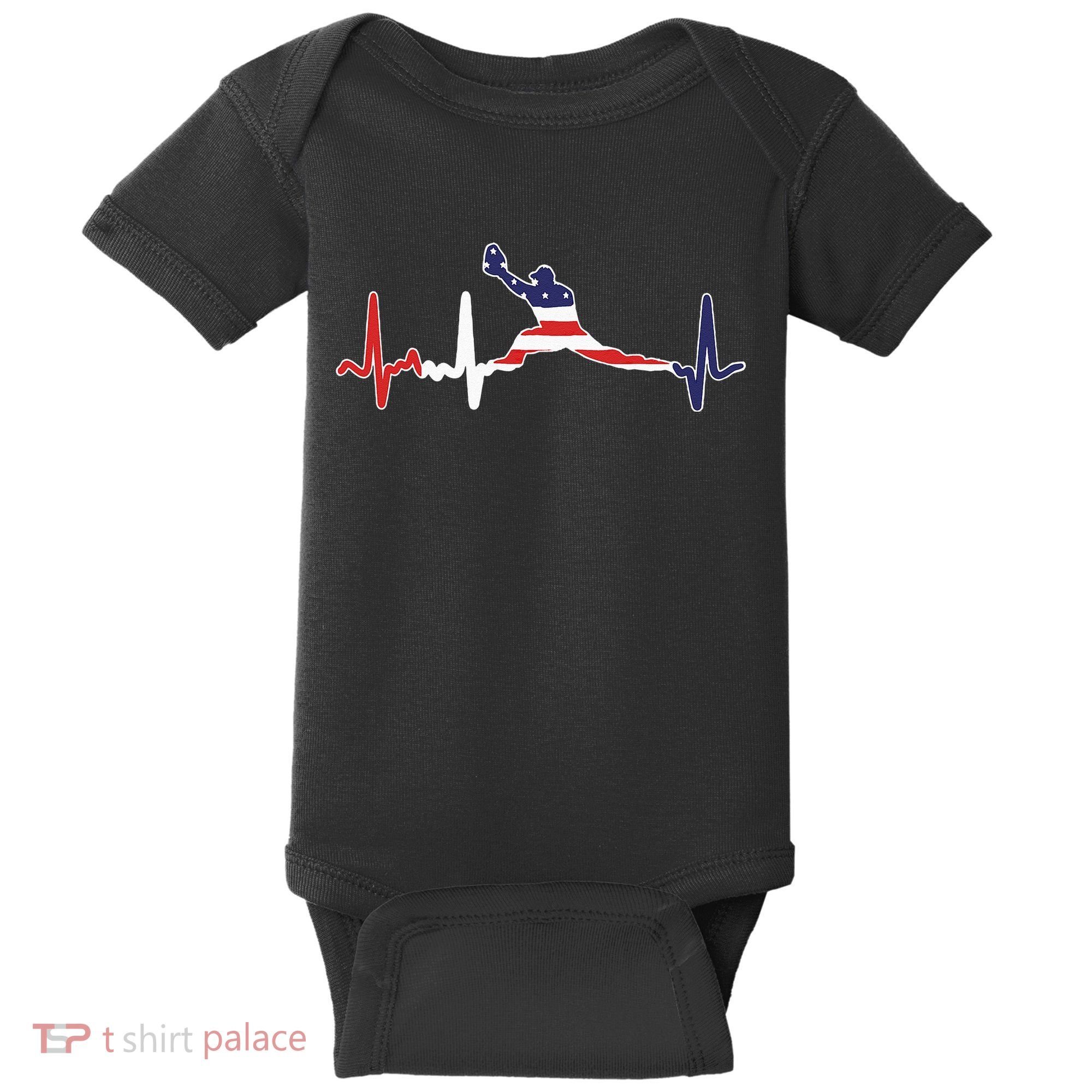 Baseball Player Heartbeat Baseball First Baseman Flag Baby Bodysuit