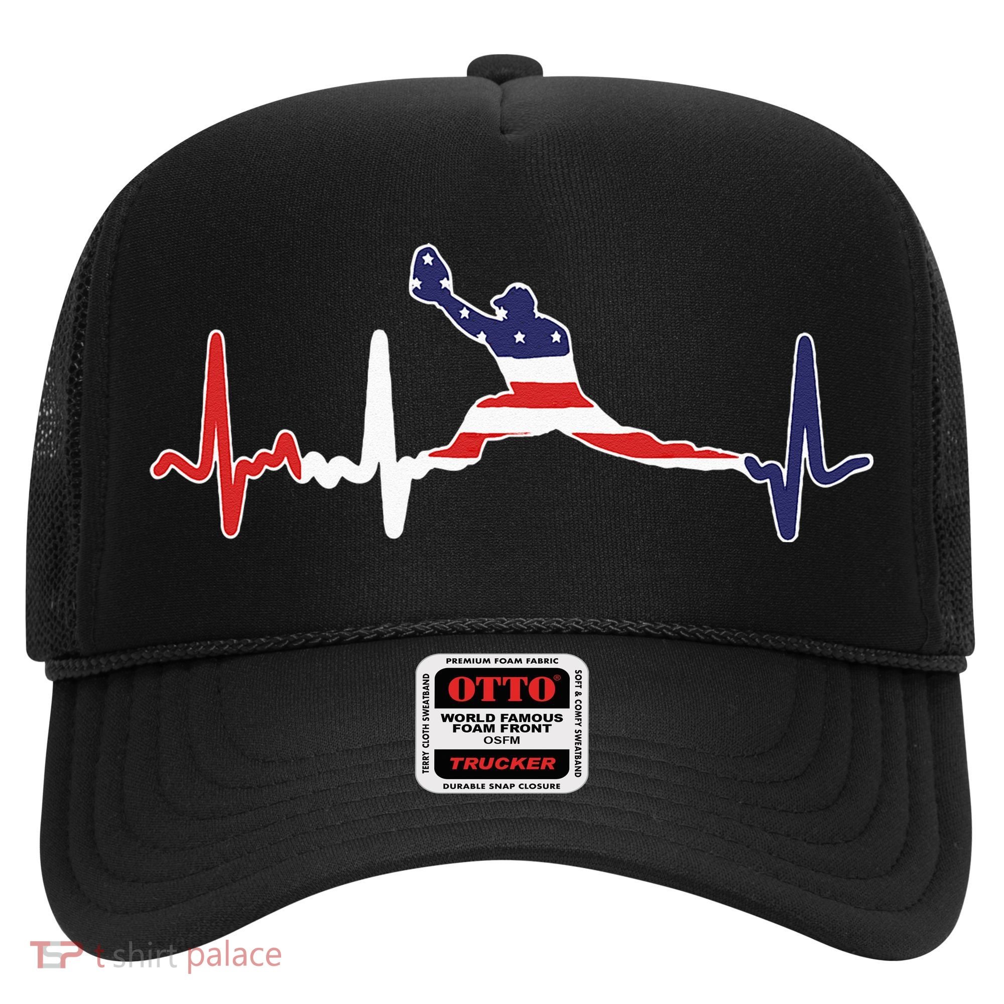 Baseball Player Heartbeat Baseball First Baseman Flag Hat
