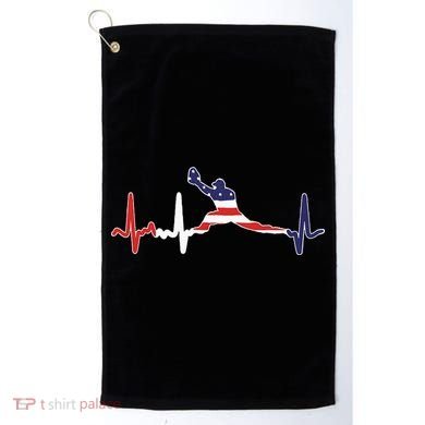 Baseball Player Heartbeat Baseball First Baseman Flag Golf Towel