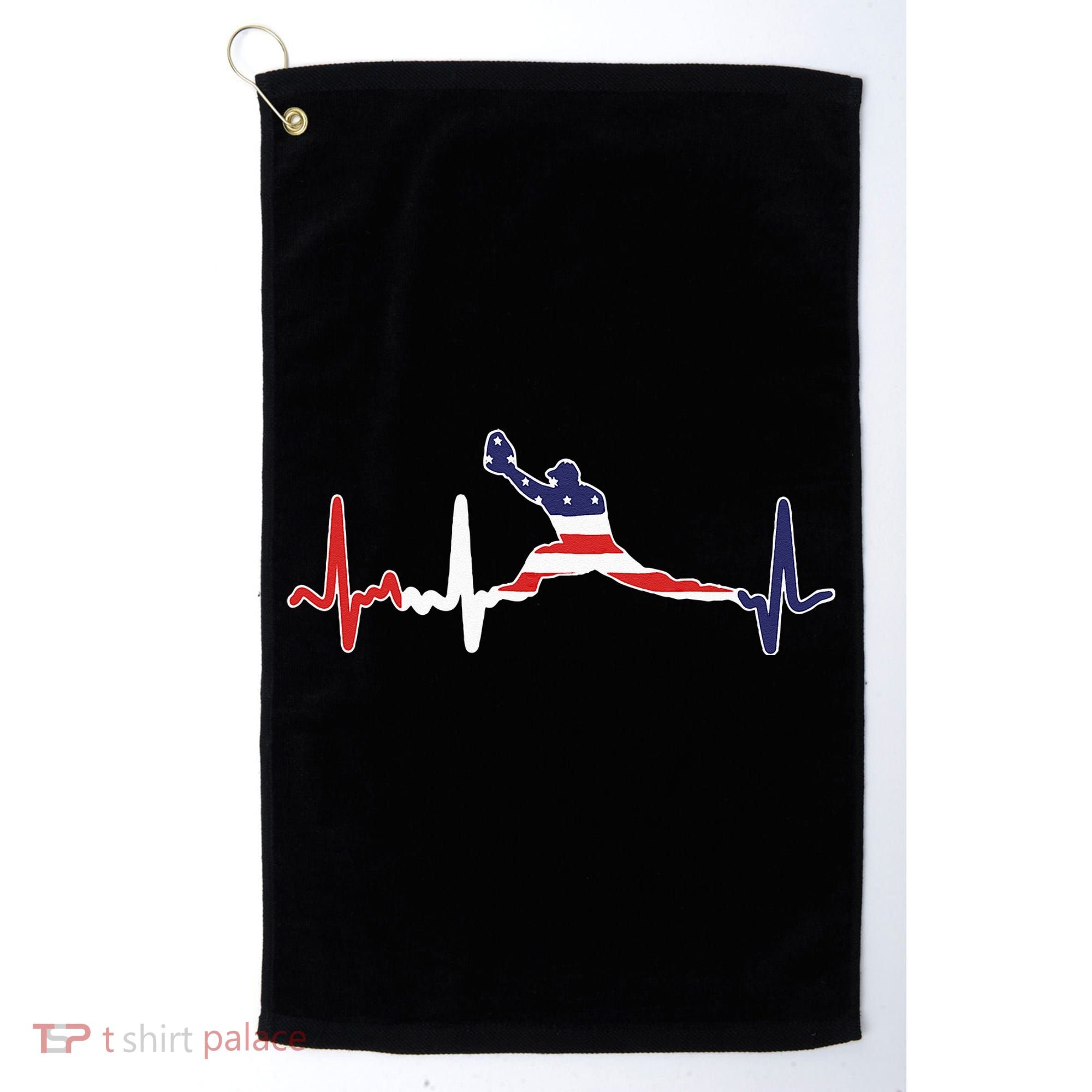 Baseball Player Heartbeat Baseball First Baseman Flag Golf Towel