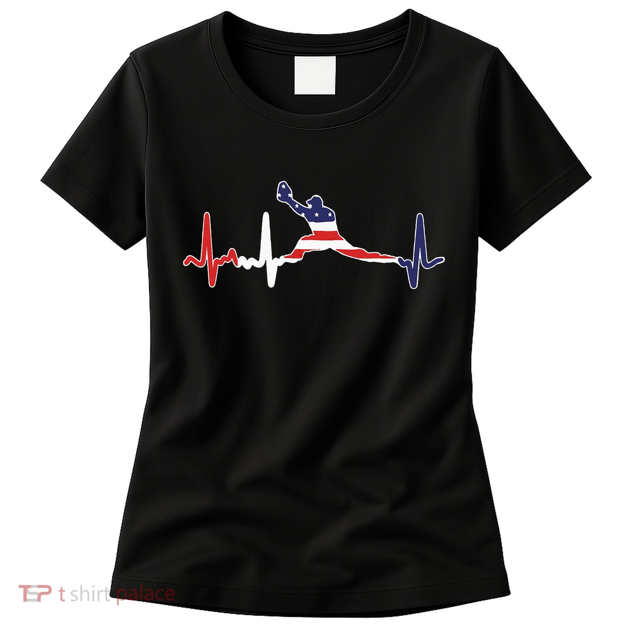 Baseball Player Heartbeat Baseball First Baseman Flag Women's T-Shirt