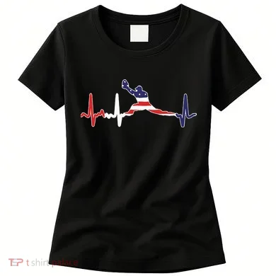 Baseball Player Heartbeat Baseball First Baseman Flag Women's T-Shirt