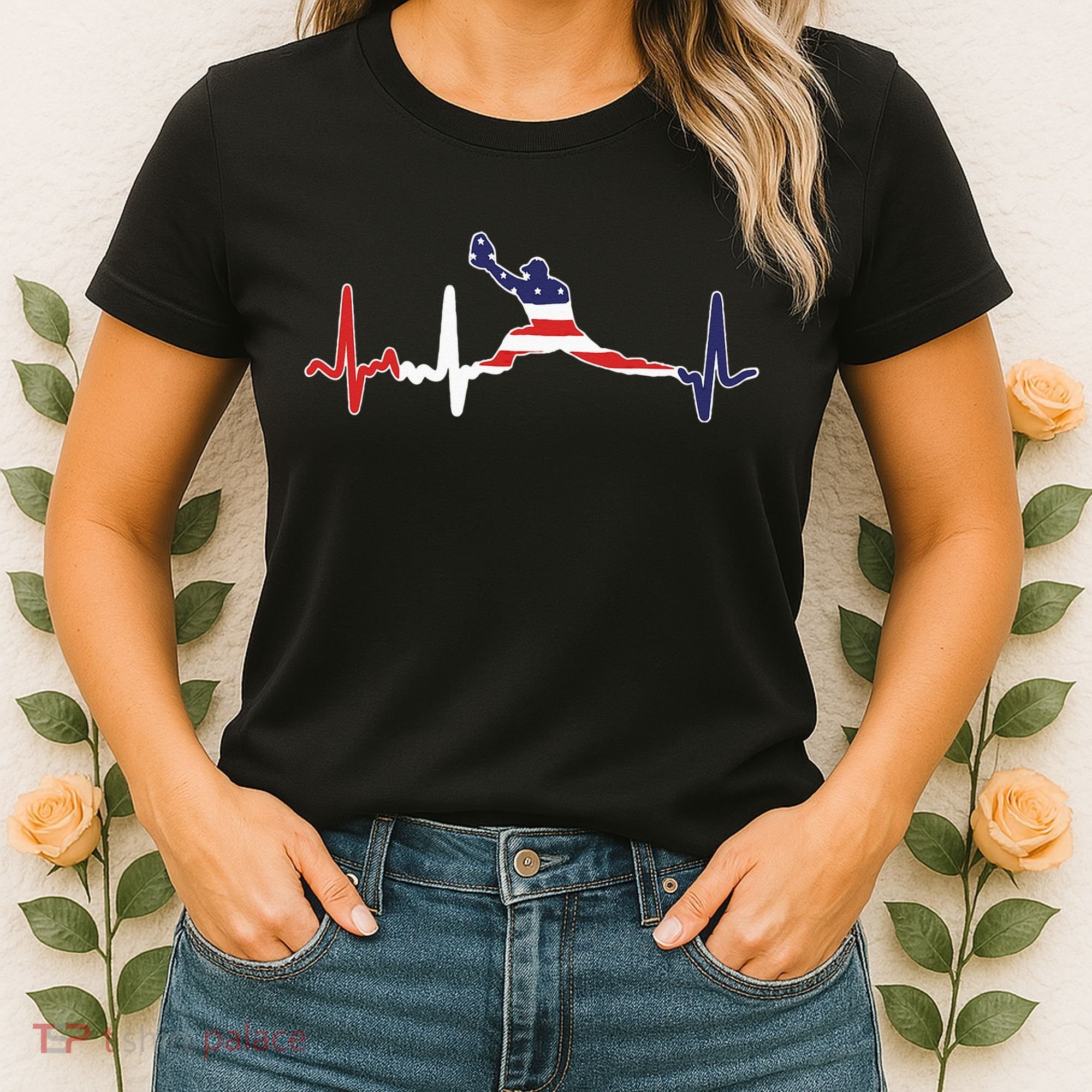 Baseball Player Heartbeat Baseball First Baseman Flag Women's T-Shirt