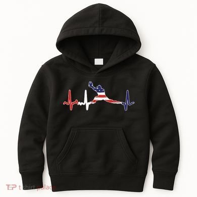 Baseball Player Heartbeat Baseball First Baseman Flag Kids Hoodie