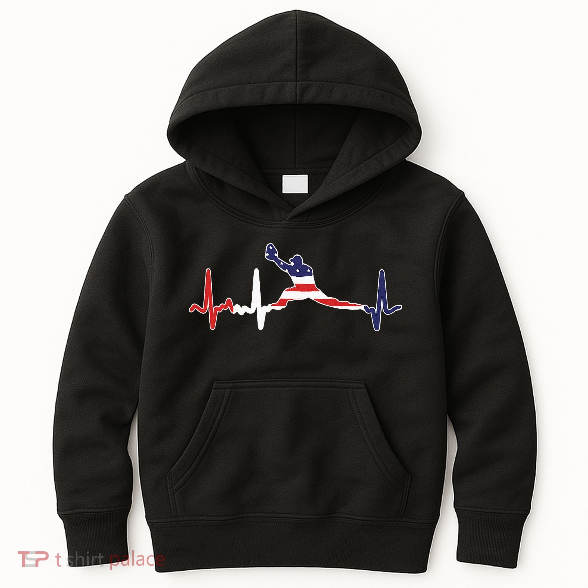 Baseball Player Heartbeat Baseball First Baseman Flag Kids Hoodie