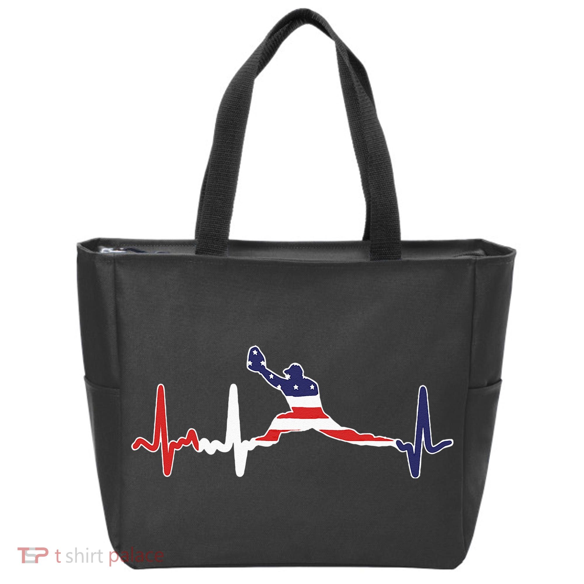 Baseball Player Heartbeat Baseball First Baseman Flag Tote Bag
