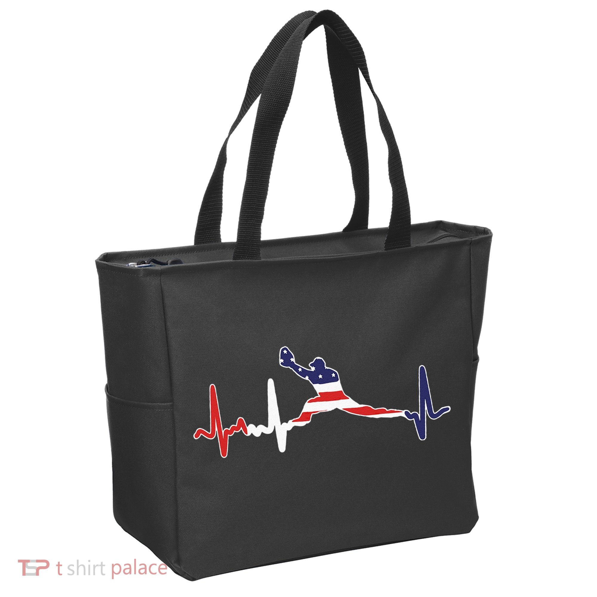 Baseball Player Heartbeat Baseball First Baseman Flag Tote Bag
