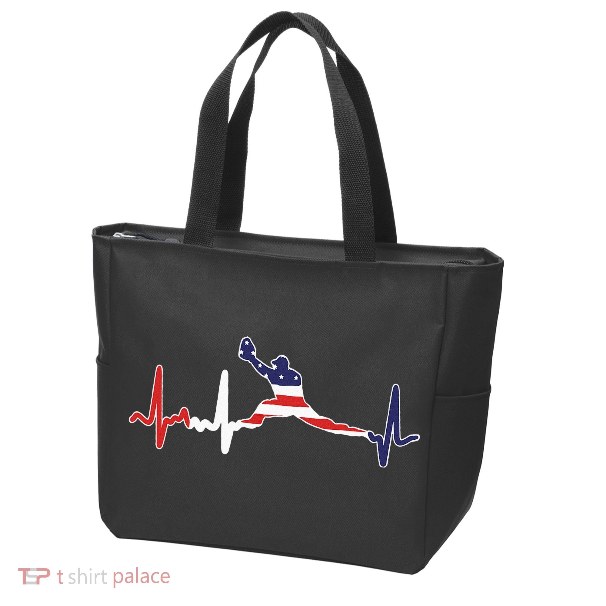 Baseball Player Heartbeat Baseball First Baseman Flag Tote Bag