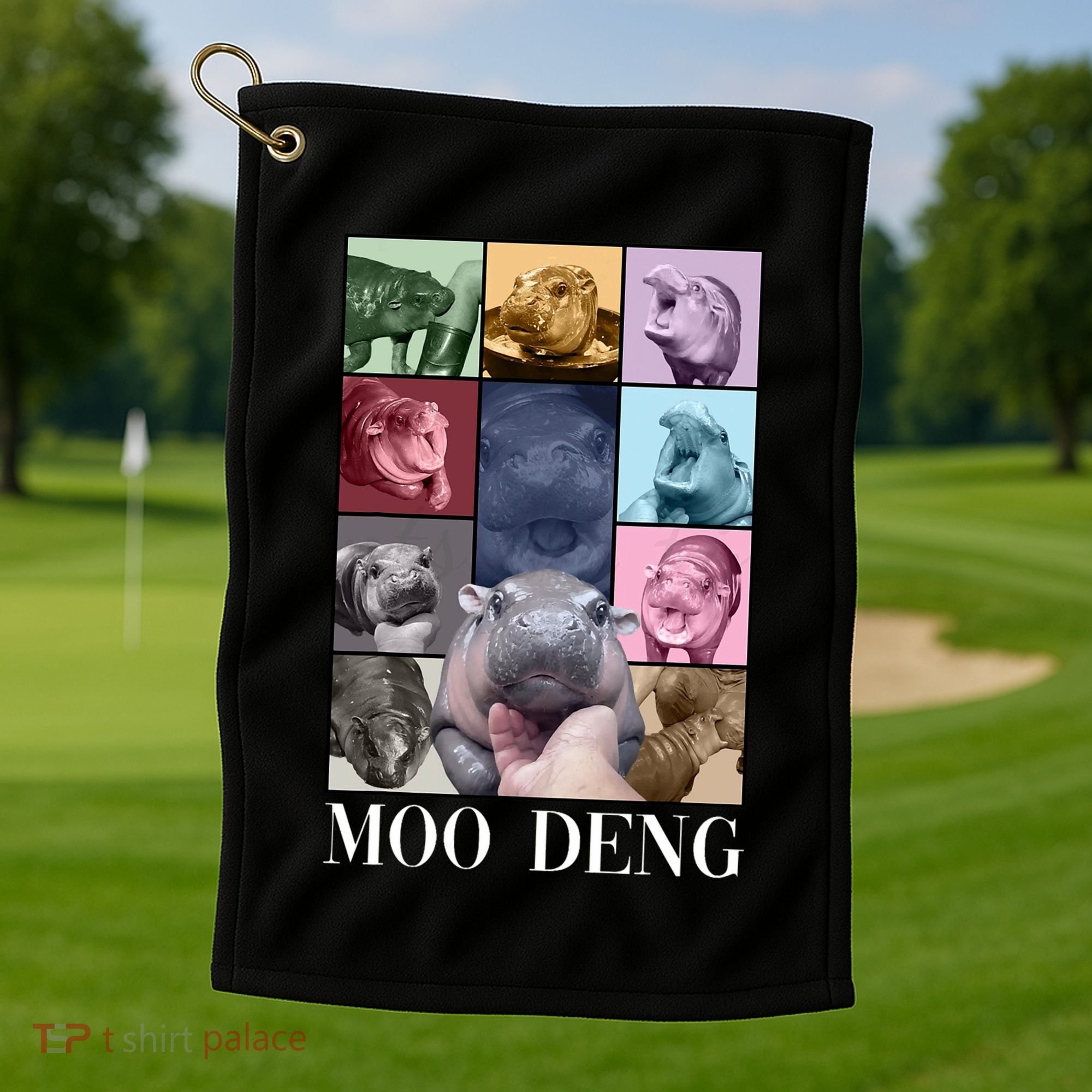 Baby Pygmy Hippo Moo Deng Era Golf Towel