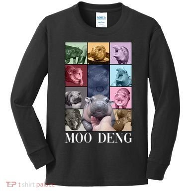 Baby Pygmy Hippo Moo Deng Era Kids Long Sleeve Shirt