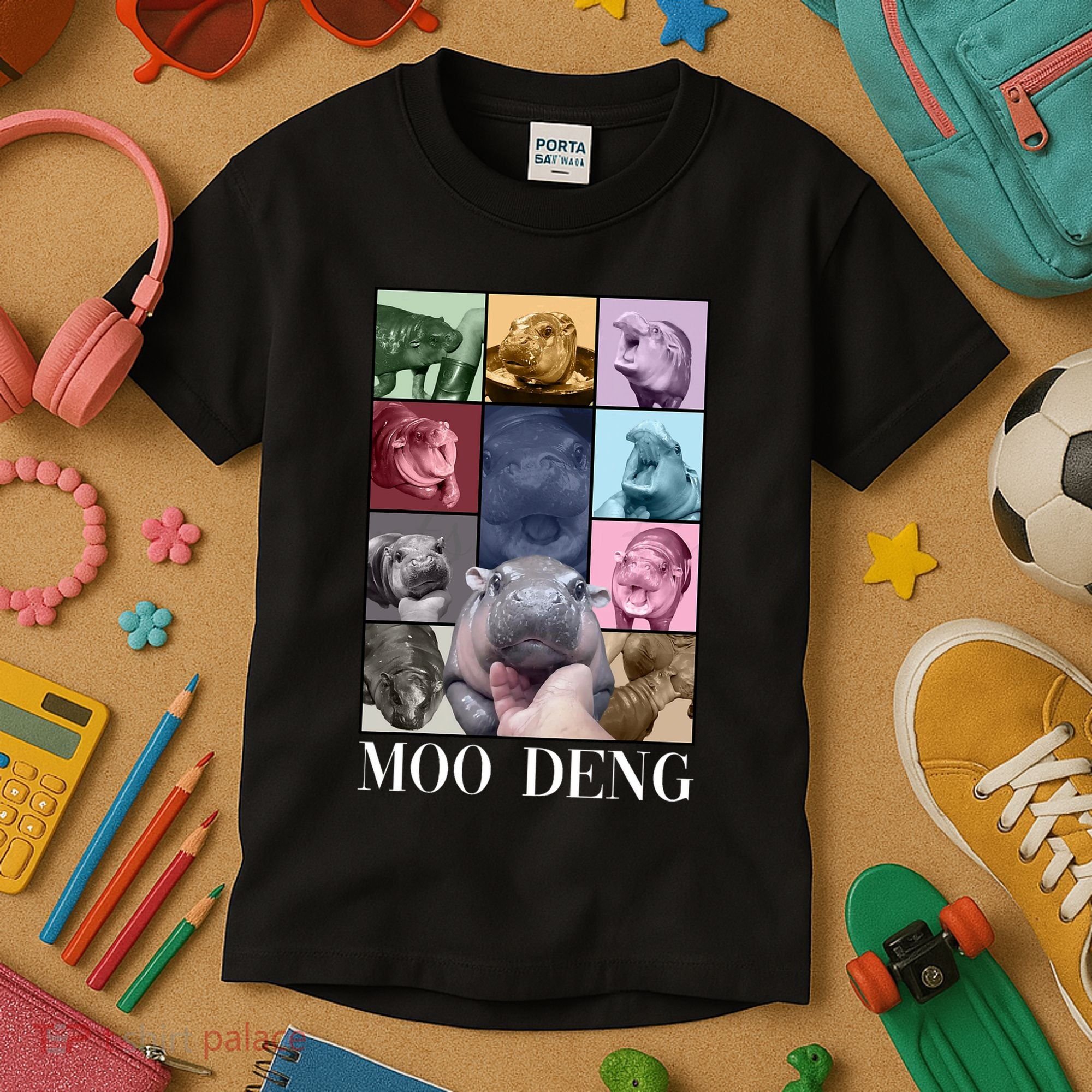 Baby Pygmy Hippo Moo Deng Era Kids T-Shirt