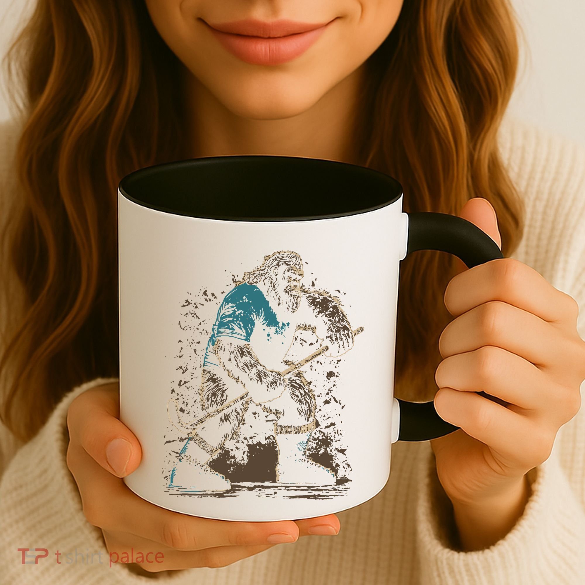 Bigfoot Playing Hockey Coffee Mug