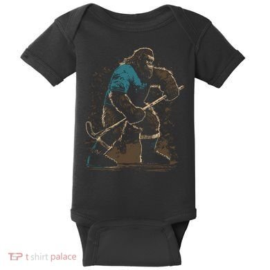 Bigfoot Playing Hockey Baby Bodysuit