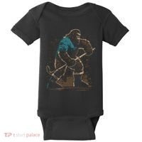 Bigfoot Playing Hockey Baby Bodysuit thumb 0