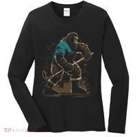 Bigfoot Playing Hockey Women's Long Sleeve Shirt thumb 0