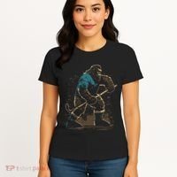 Bigfoot Playing Hockey Women's T-Shirt thumb 4