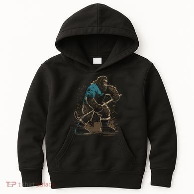 Bigfoot Playing Hockey Kids Hoodie