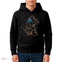 Bigfoot Playing Hockey Kids Hoodie thumb 4