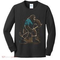 Bigfoot Playing Hockey Kids Long Sleeve Shirt thumb 0