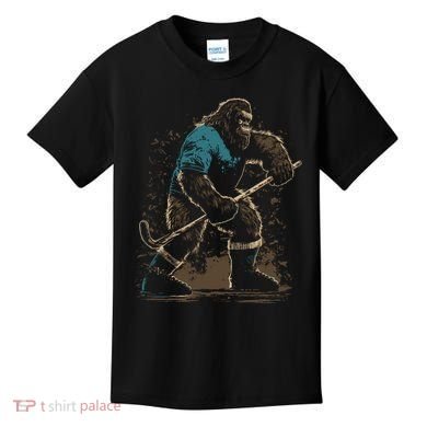 Bigfoot Playing Hockey Kids T-Shirt
