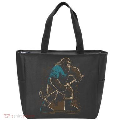 Bigfoot Playing Hockey Tote Bag