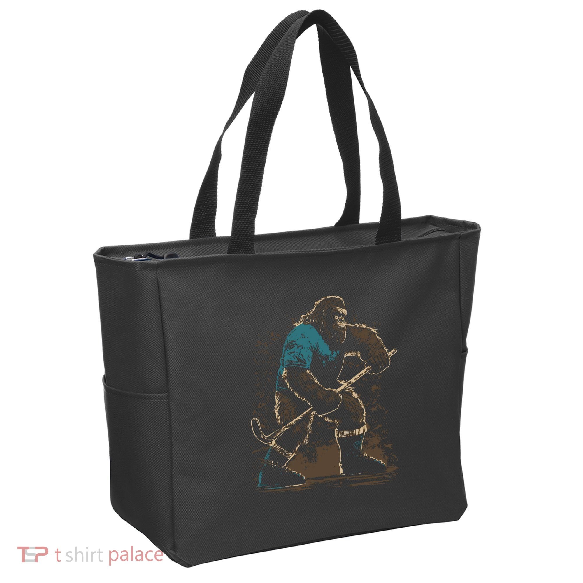 Bigfoot Playing Hockey Tote Bag