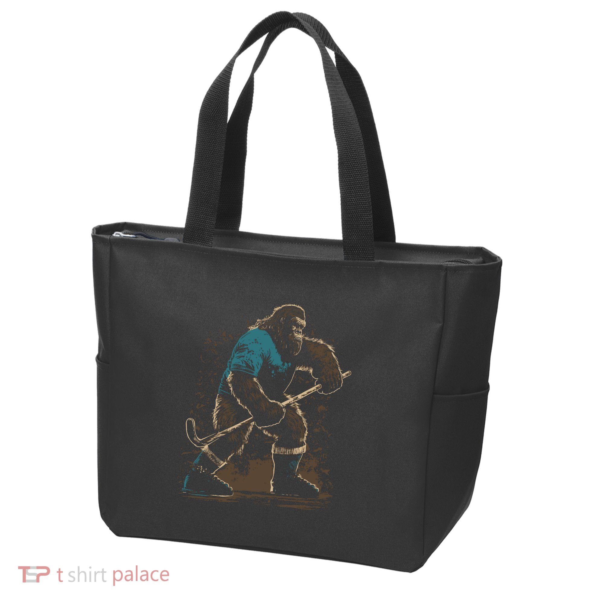 Bigfoot Playing Hockey Tote Bag
