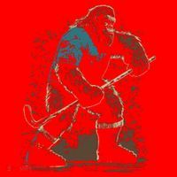 Bigfoot Playing Hockey Santa Hat thumb 1