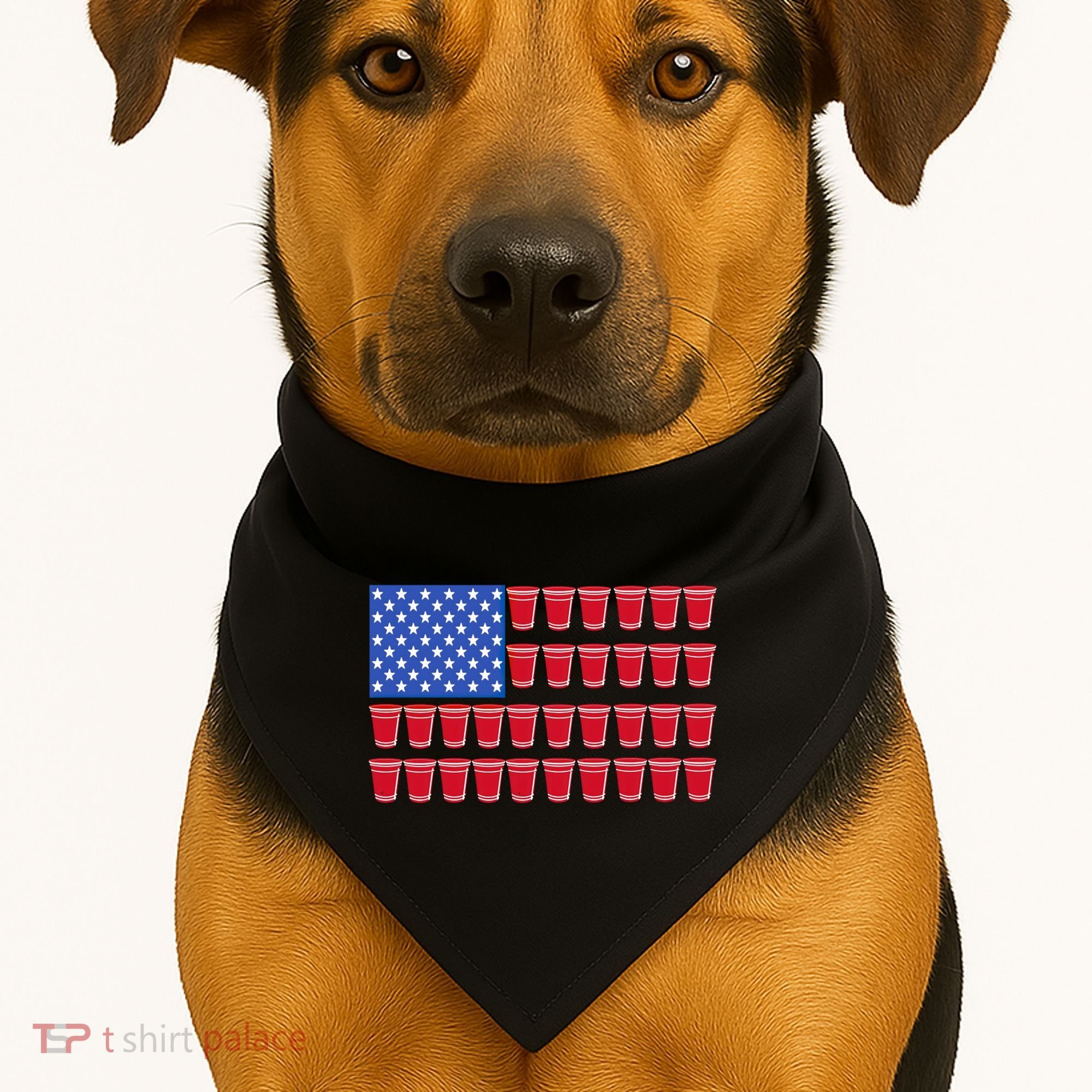 Beer Pong Ing Tee American Flag Red Solo Cups Meaningful Gift USA-Made Doggie Bandana